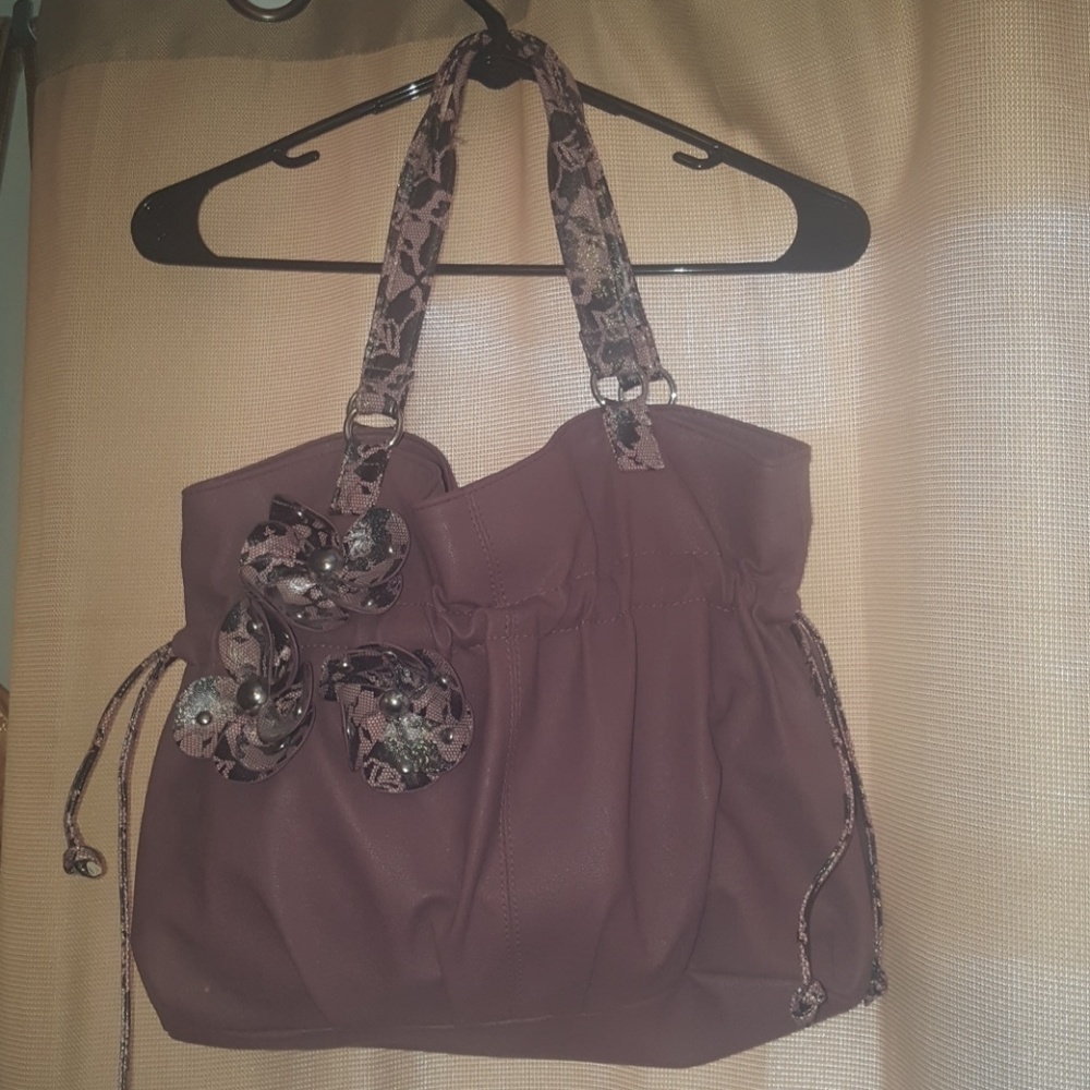 Purple Faux Leather shoulder Purse